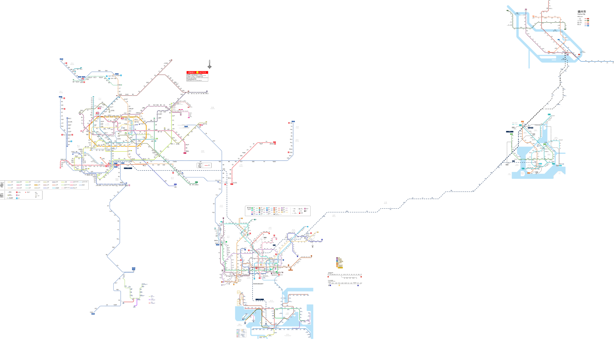广东/福建沿海城市轨道交通线网图
